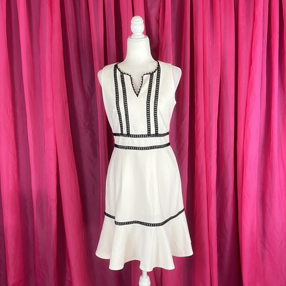 Nanette Lepore White Mini Dress with Black Trim